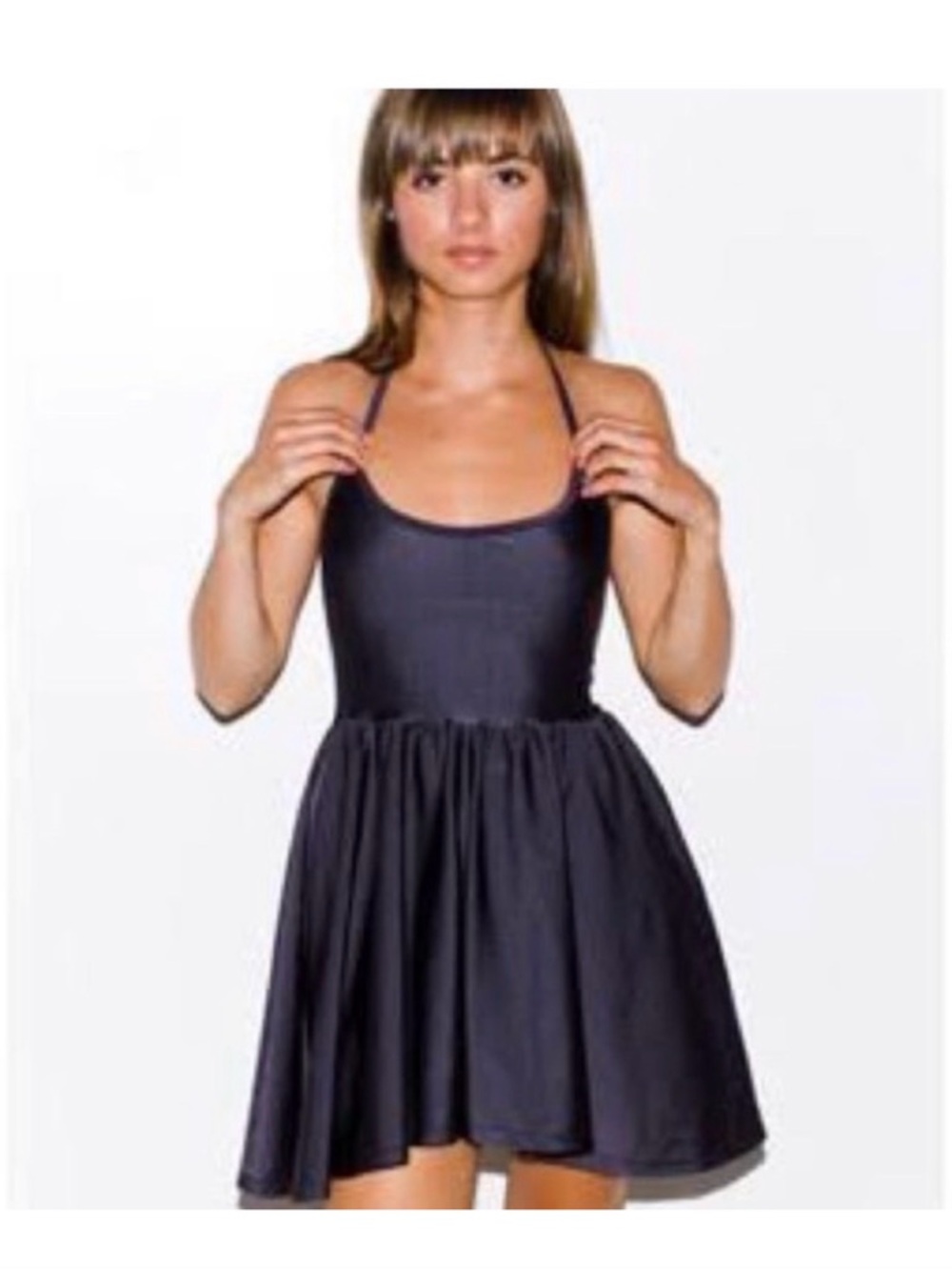 American Apparel Black Halter Skater Dress
